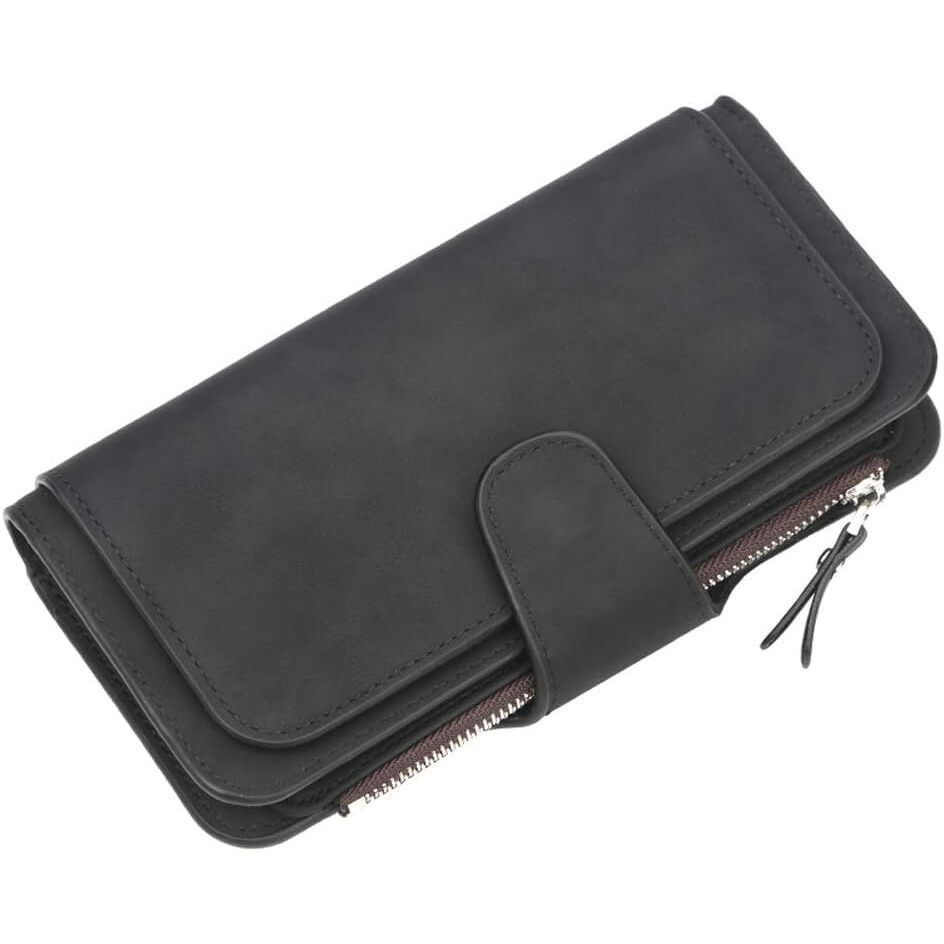 2400 Long Leather Wallet Rfid Blocking Soft Clutch With Zipper Coin Pocket